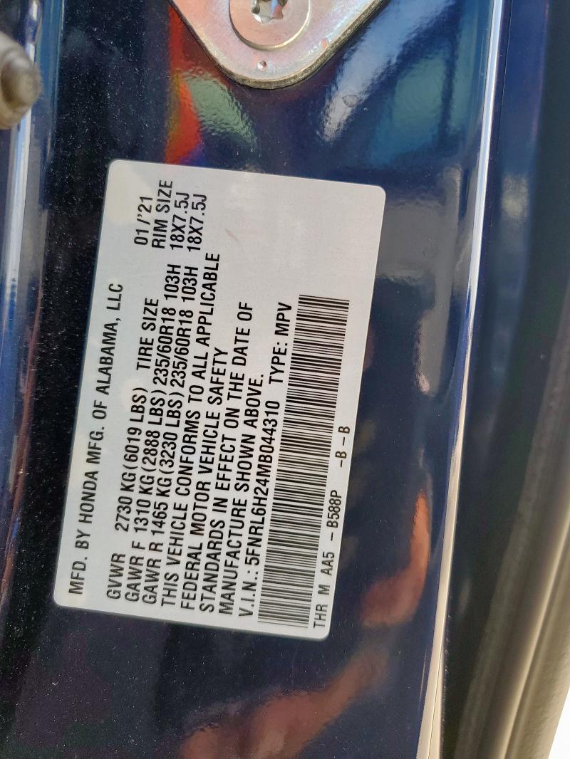 2021 HONDA ODYSSEY LX 5FNRL6H24MB044310