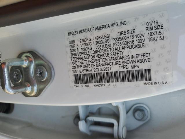 2016 ACURA RDX ADVANC 5J8TB4H72GL022821