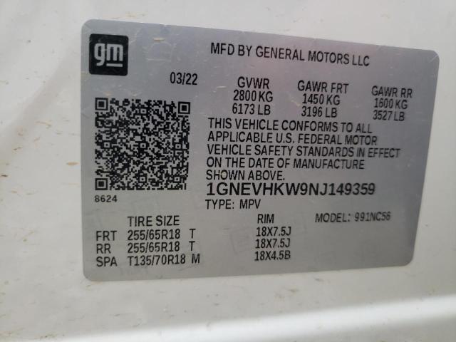 2022 CHEVROLET TRAVERSE L - 1GNEVHKW9NJ149359