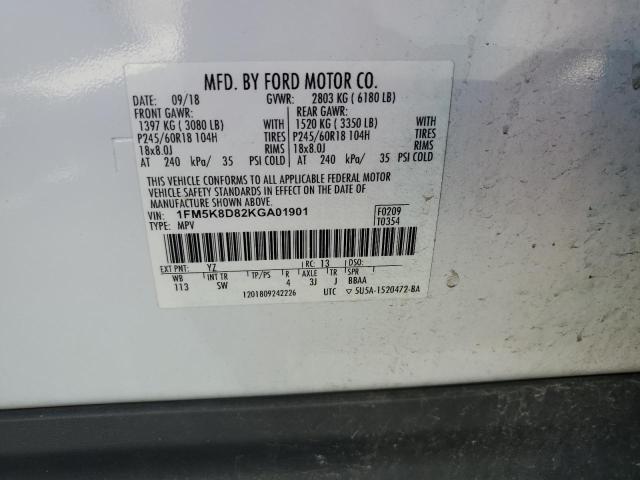 2019 FORD EXPLORER X - 1FM5K8D82KGA01901