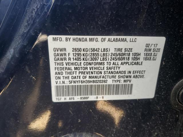 2017 HONDA PILOT EX 5FNYF6H39HB020392