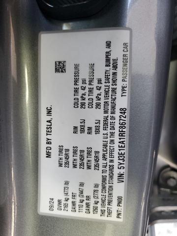 2024 TESLA MODEL 3 5YJ3E1EA1RF867248