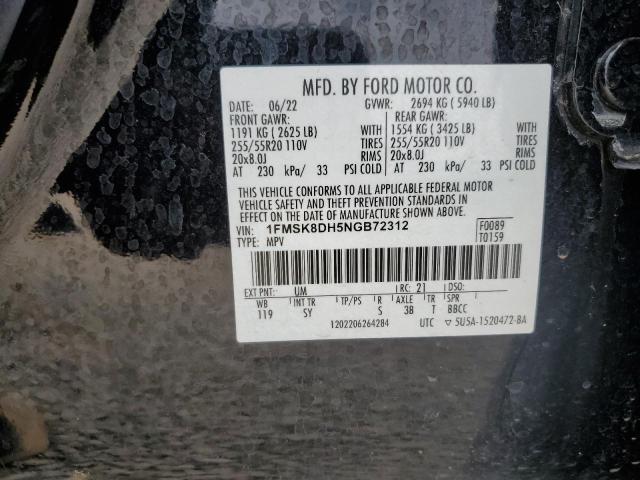 2022 FORD EXPLORER X - 1FMSK8DH5NGB72312