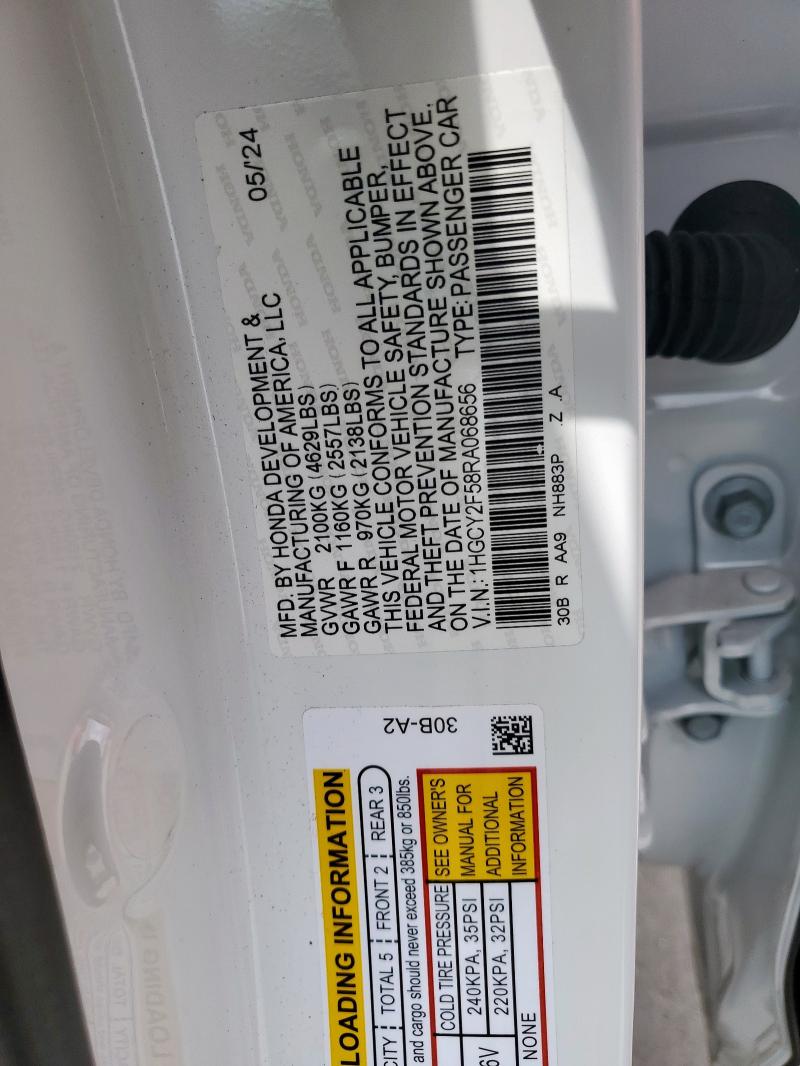 2024 HONDA ACCORD HYB 1HGCY2F58RA068656