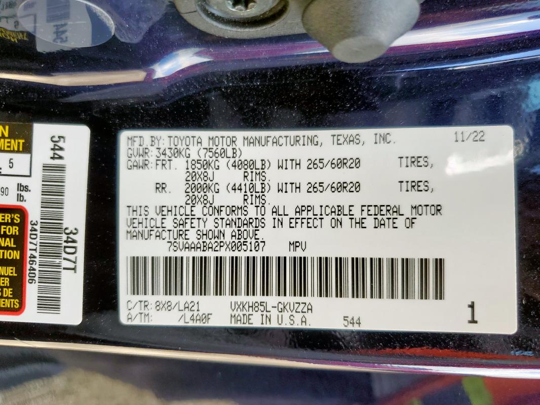 2023 TOYOTA SEQUOIA SR 7SVAAABA2PX005107