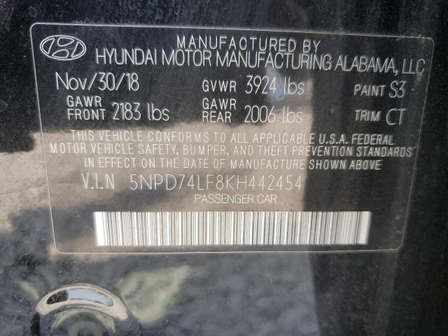 2019 HYUNDAI ELANTRA SE 5NPD74LF8KH442454