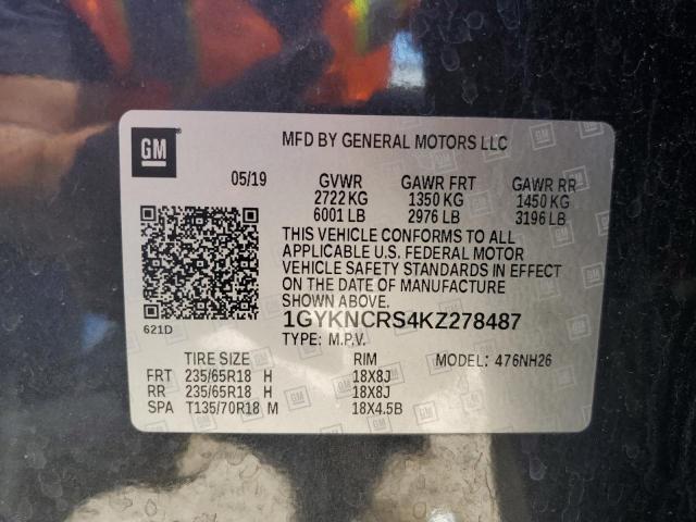 2019 CADILLAC XT5 LUXURY 1GYKNCRS4KZ278487