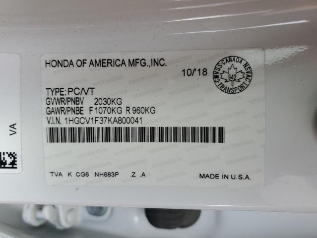 2019 HONDA ACCORD SPO 1HGCV1F37KA800041