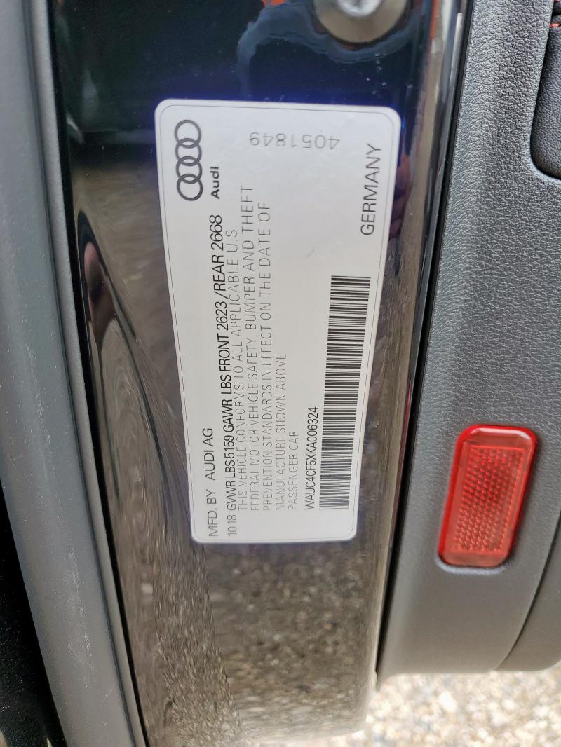 2019 AUDI S5 PRESTIG WAUC4CF5XKA006324