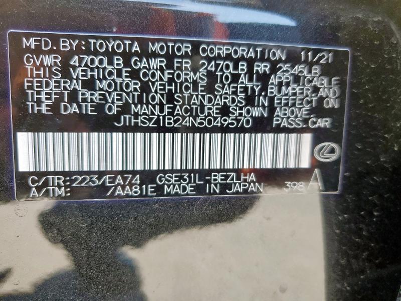 2022 LEXUS IS 350 F S JTHSZ1B24N5049570