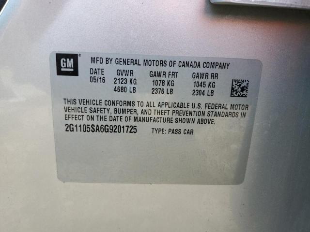 2016 CHEVROLET IMPALA LT 2G1105SA6G9201725