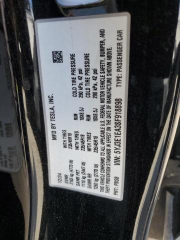 2025 TESLA MODEL 3 5YJ3E1EA3SF918898