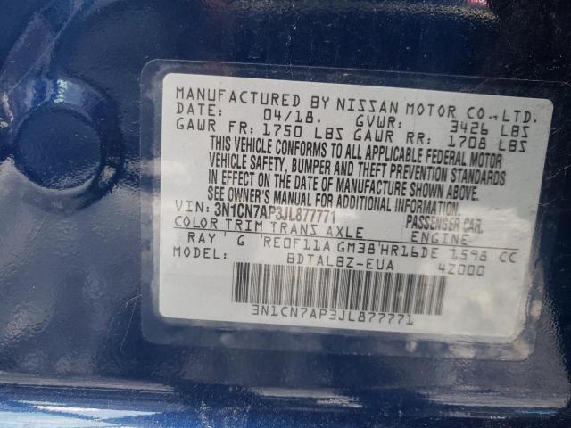 2018 NISSAN VERSA S - 3N1CN7AP3JL877771