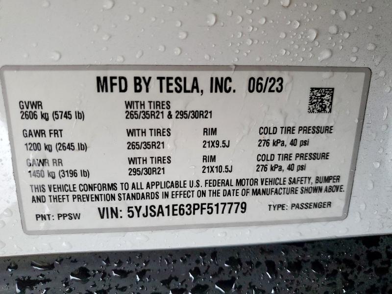 2023 TESLA MODEL S - 5YJSA1E63PF517779