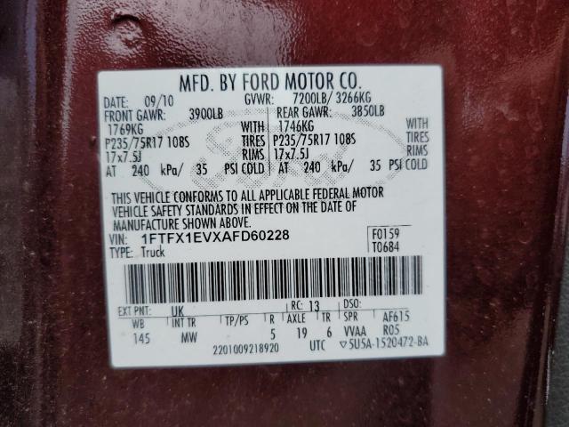 2010 FORD F150 SUPER - 1FTFX1EVXAFD60228