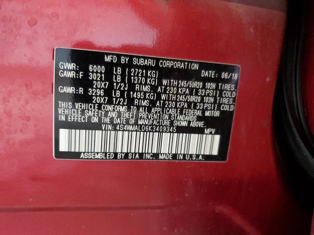 2019 SUBARU ASCENT LIM - 4S4WMALD6K3409345