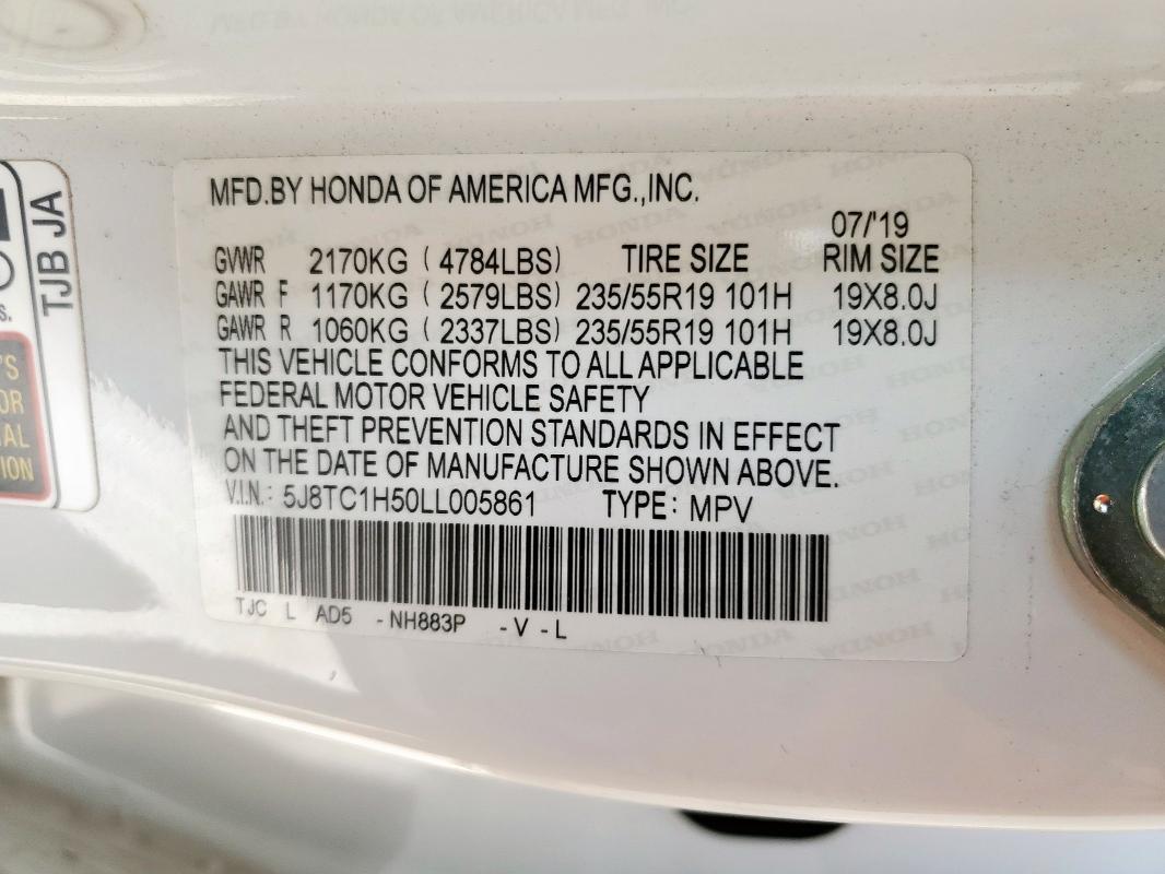 2020 ACURA RDX TECHNO 5J8TC1H50LL005861