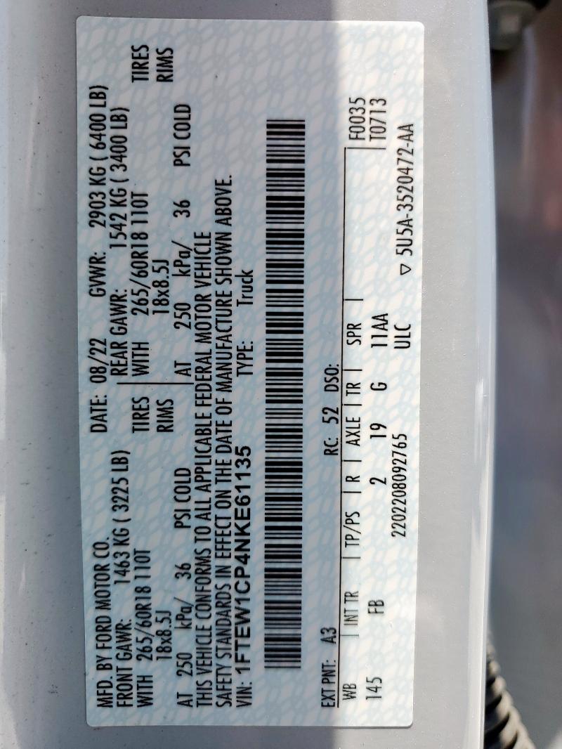2022 FORD F150 SUPER - 1FTEW1CP4NKE61135