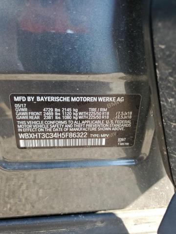 2017 BMW X1 XDRIVE2 WBXHT3C34H5F86322