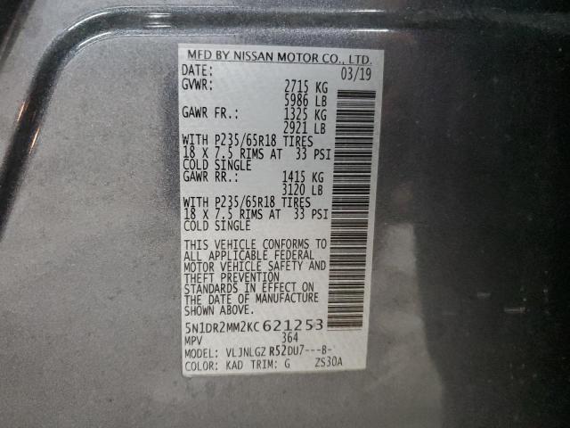 2019 NISSAN PATHFINDER - 5N1DR2MM2KC621253
