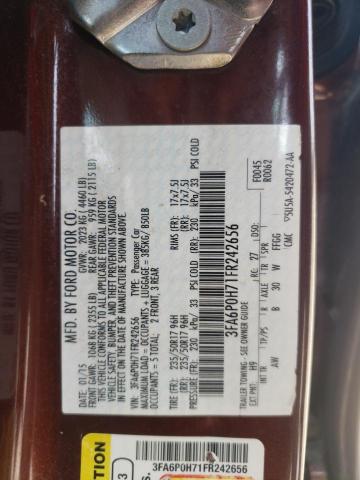 2015 FORD FUSION SE - 3FA6P0H71FR242656