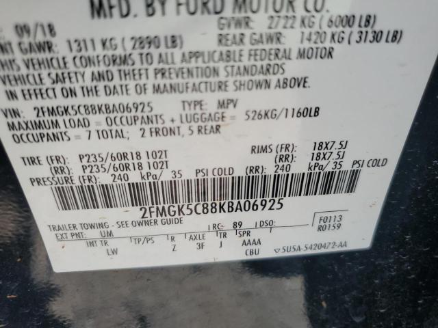 2019 FORD FLEX SEL - 2FMGK5C88KBA06925