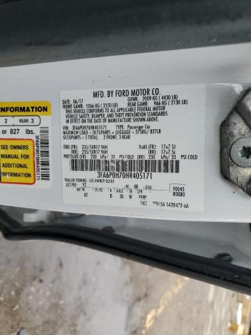 2017 FORD FUSION SE - 3FA6P0H70HR405171