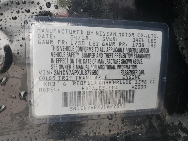 2018 NISSAN VERSA S 3N1CN7APXJL877590