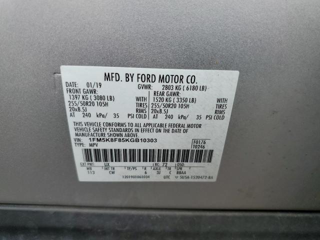 2019 FORD EXPLORER L 1FM5K8F85KGB10303