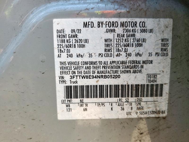 2022 FORD MAVERICK X - 3FTTW8E94NRB05200