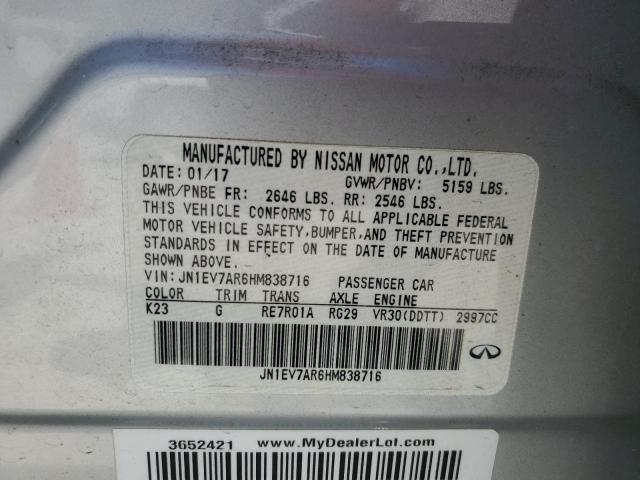 2017 INFINITI Q50 PREMIU JN1EV7AR6HM838716