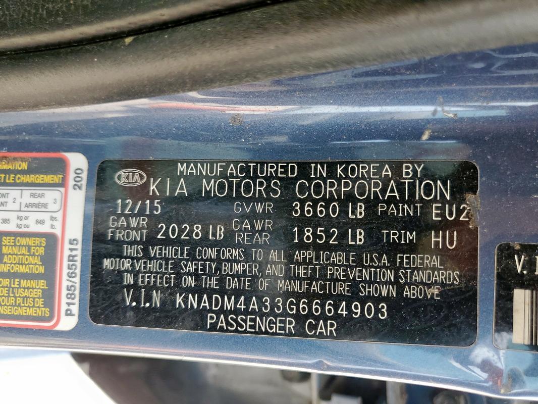 2016 KIA RIO LX - KNADM4A33G6664903