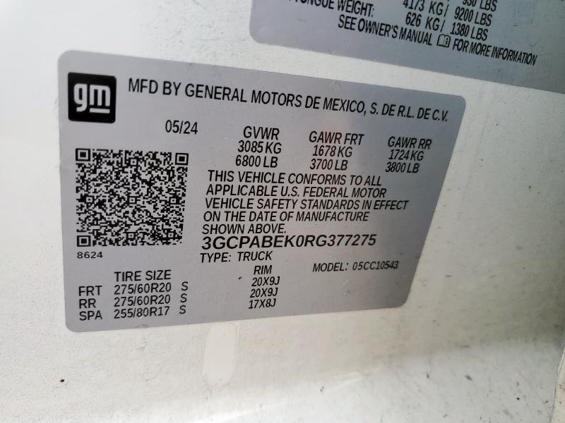2024 CHEVROLET SILVERADO - 3GCPABEK0RG377275