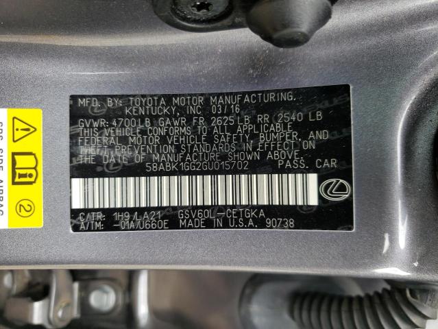 2016 LEXUS ES 350 - 58ABK1GG2GU015702