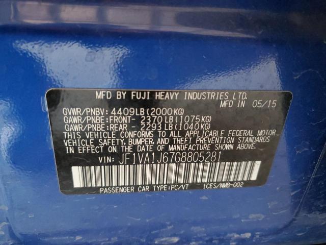 2016 SUBARU WRX LIMITE JF1VA1J67G8805281