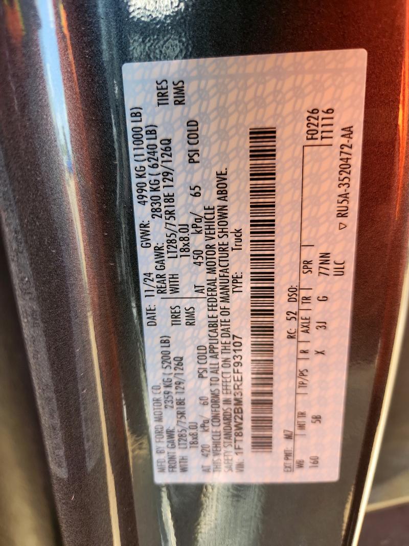 2024 FORD F250 SUPER 1FT8W2BM3REF93107
