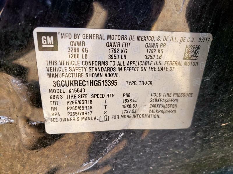 2017 CHEVROLET 1500 SILVE 3GCUKREC1HG513395