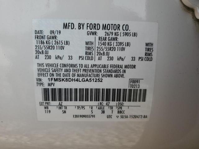 2020 FORD EXPLORER X - 1FMSK8DH4LGA51252