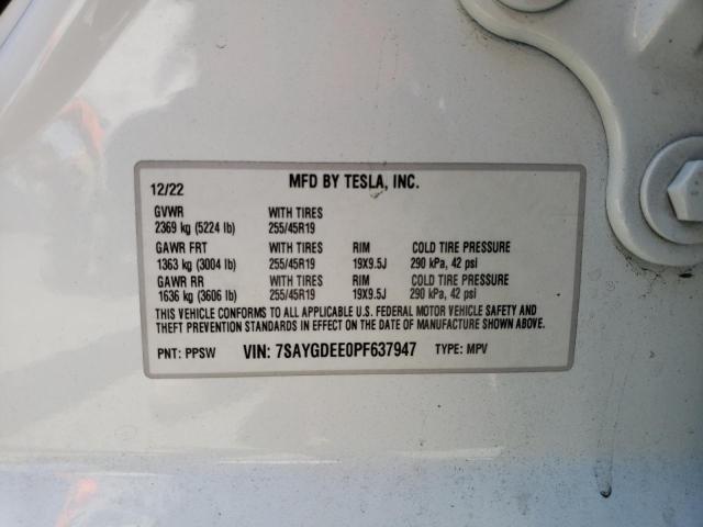 2023 TESLA MODEL Y 7SAYGDEE0PF637947