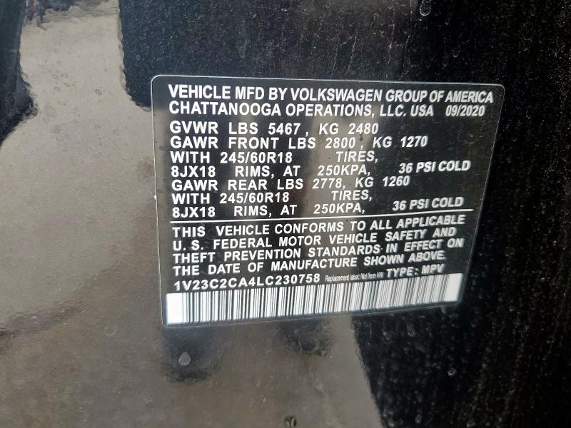 2020 VOLKSWAGEN ATLAS CROS 1V23C2CA4LC230758