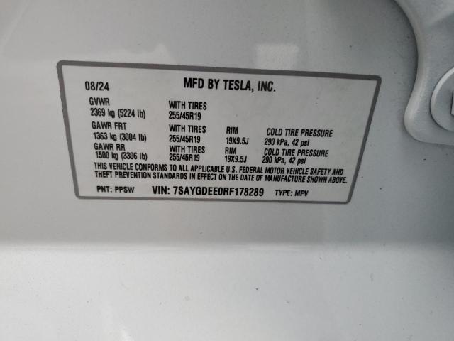 2024 TESLA MODEL Y - 7SAYGDEE0RF178289