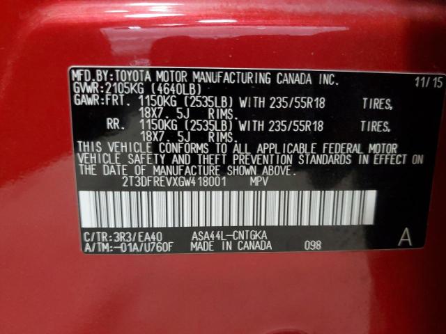 2016 TOYOTA RAV4 LIMIT - 2T3DFREVXGW418001