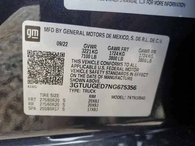2022 GMC SIERRA K1500 DENALI 3GTUUGED7NG675356