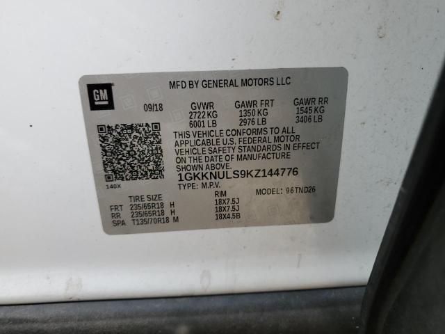 2019 GMC ACADIA SLT 1GKKNULS9KZ144776