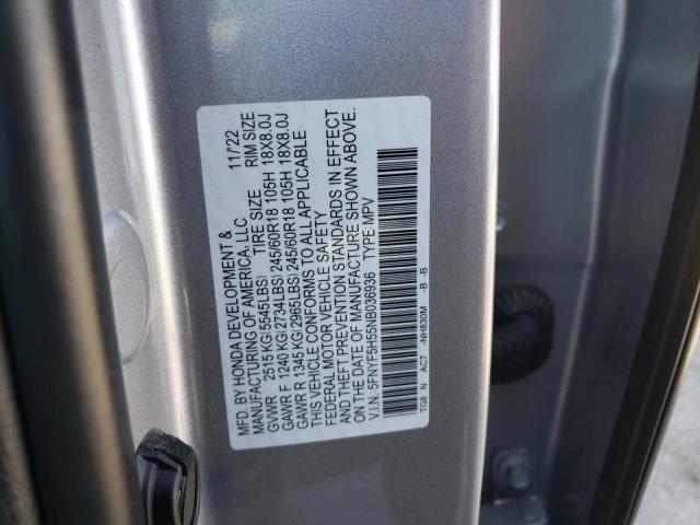 2022 HONDA PILOT EXL 5FNYF5H55NB036936