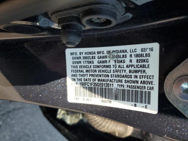 2016 HONDA CIVIC EX 19XFC1F35GE012011