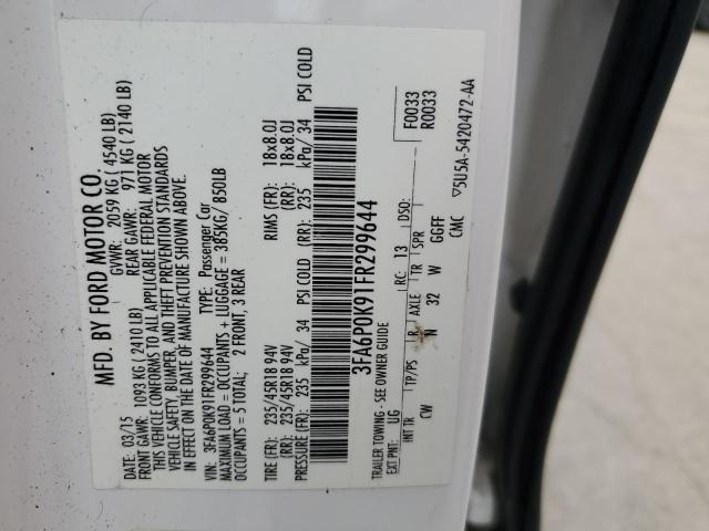 2015 FORD FUSION S F 3FA6P0K91FR299644