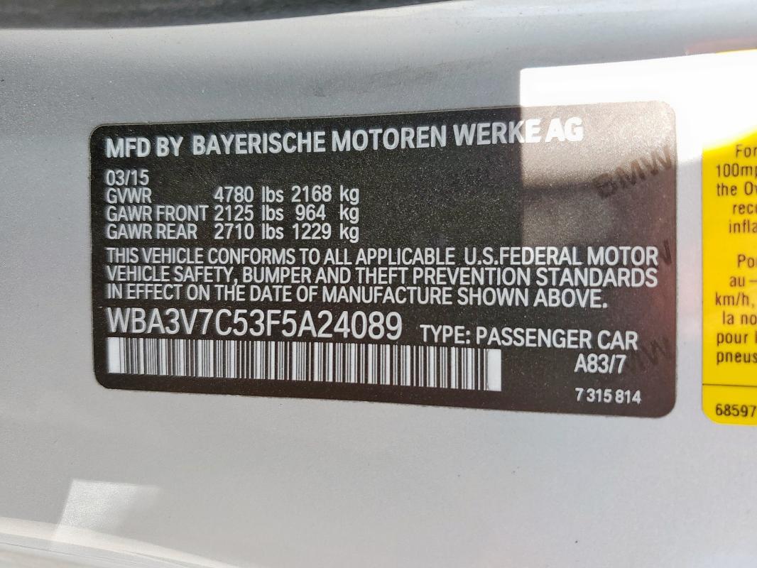 2015 BMW 428 I SULE WBA3V7C53F5A24089