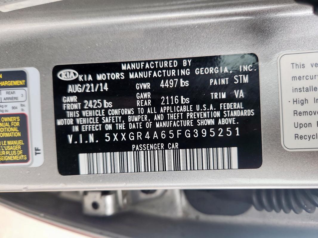 2015 KIA OPTIMA SX 5XXGR4A65FG395251