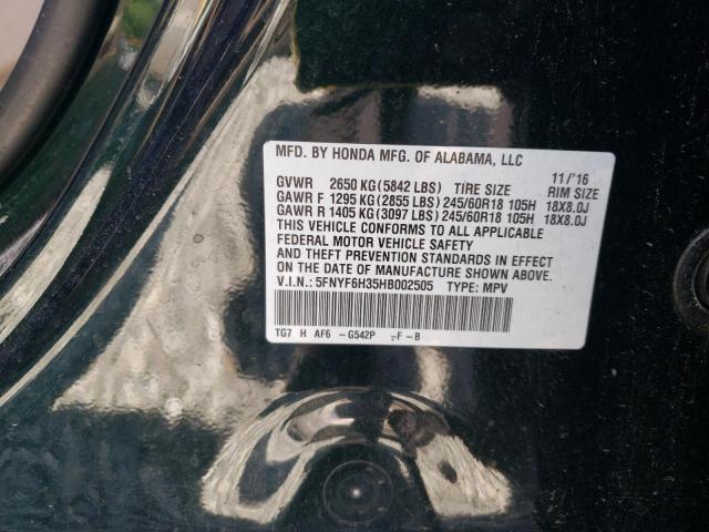 2017 HONDA PILOT EX 5FNYF6H35HB002505
